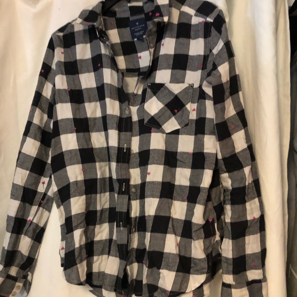 Black and white flannel top